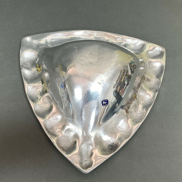 Pewter Triangle Bowl Mexico Silver 10 1/2" x 10 3/4" x 2 1/8" High - Picture 6 of 7